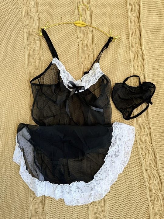 لباس خواب حریر گیپور دار زنانه